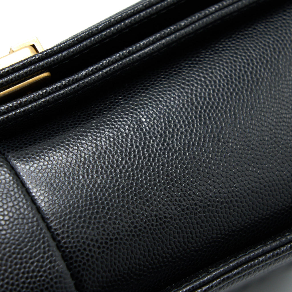 CHANEL BOY BAG 28CM CAVIAR BLACK BRUSHED GHW
