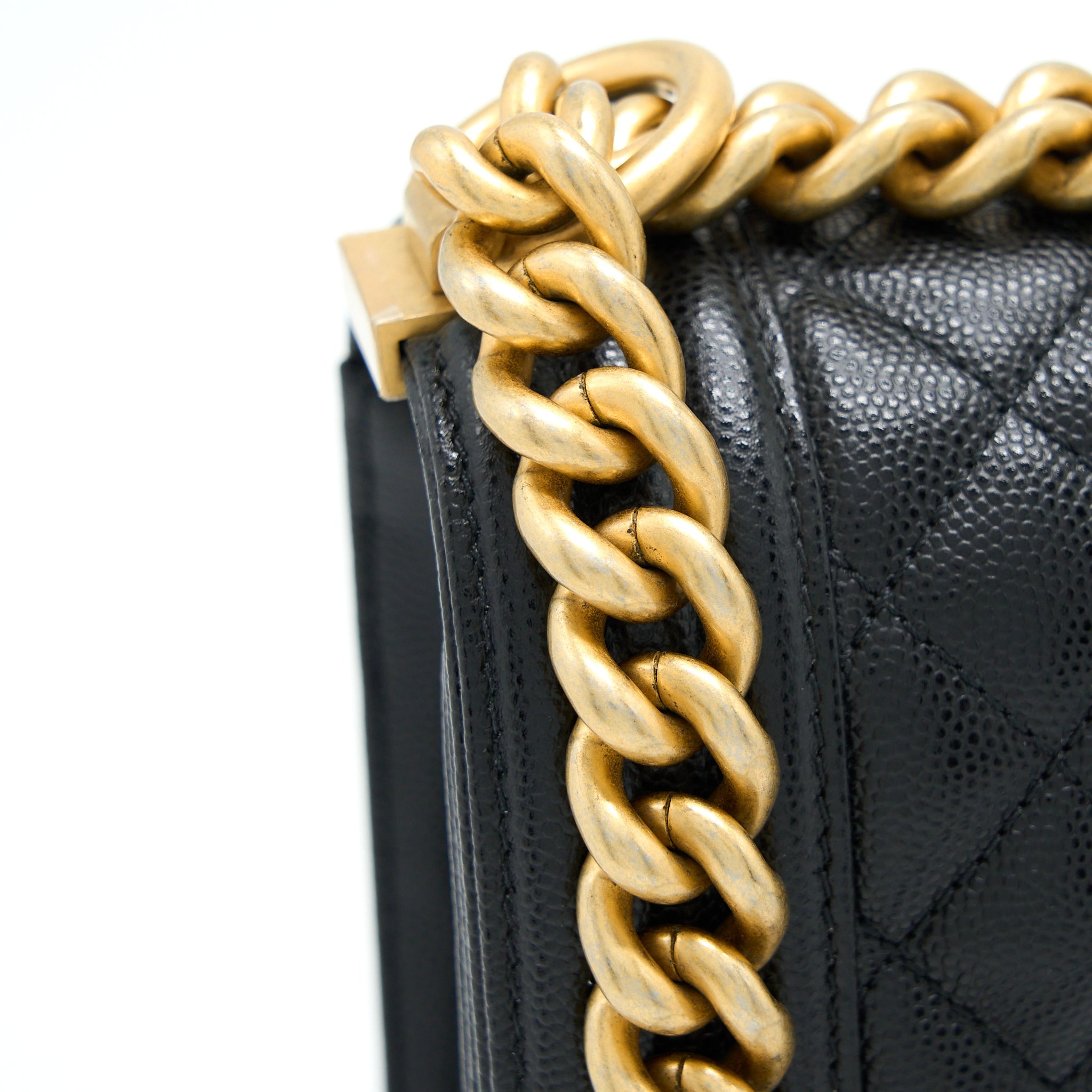 CHANEL BOY BAG 28CM CAVIAR BLACK BRUSHED GHW