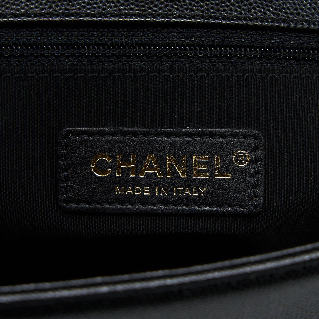 CHANEL BOY BAG 28CM CAVIAR BLACK BRUSHED GHW