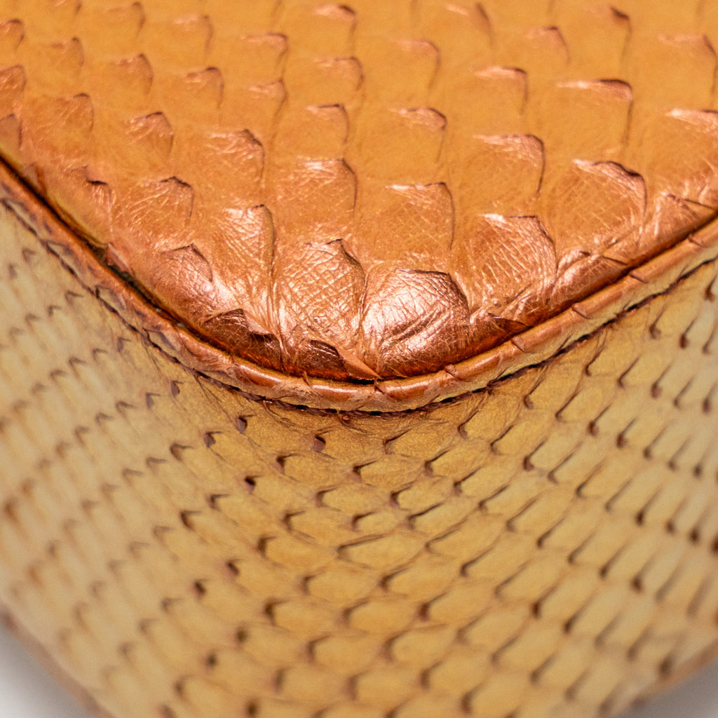 CHANEL CLASSIC DOUBLE FLAP BAG PYTHON LEATHER ORANGE SHW