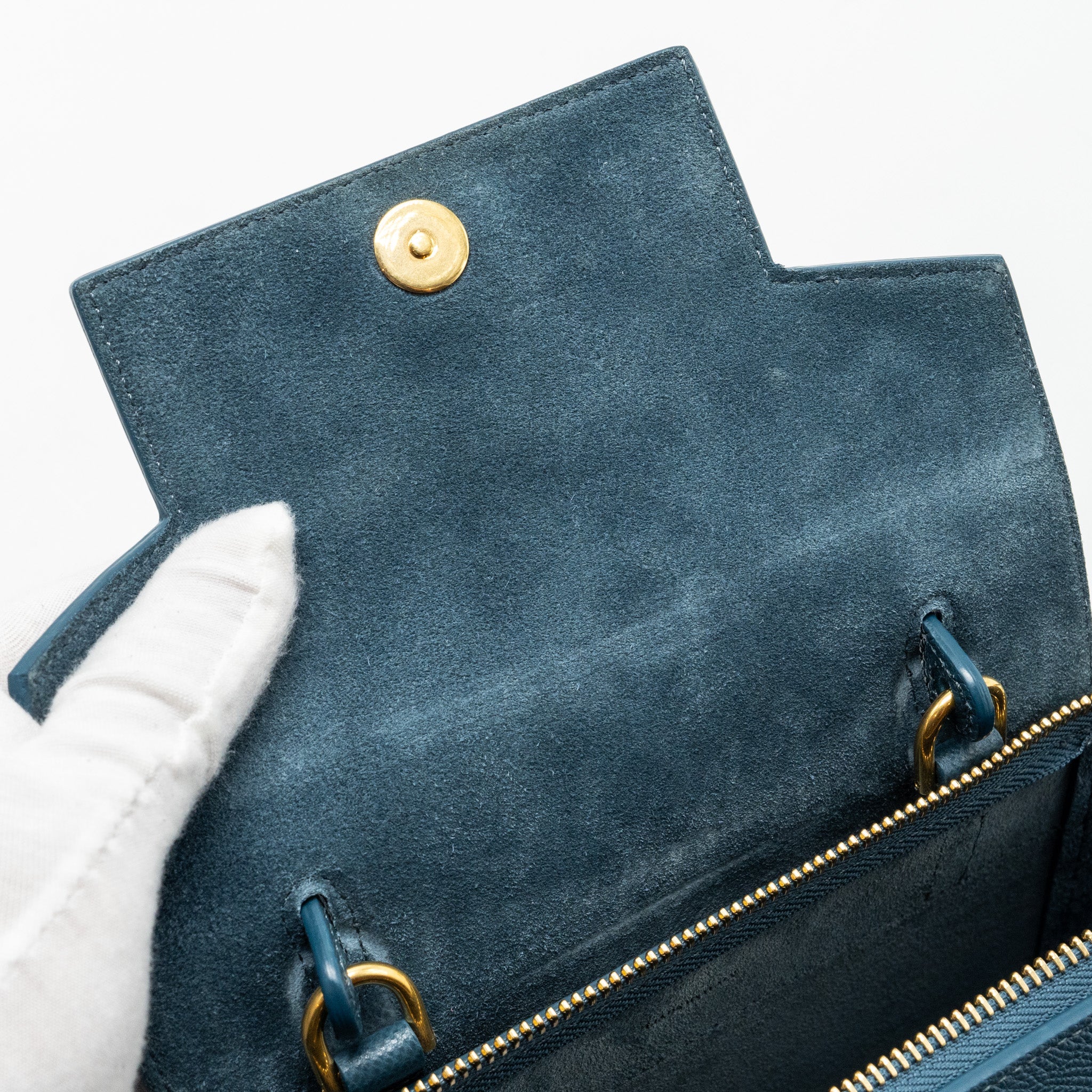 CELINE NANO BELT BAG GRAINED CALFSKIN BLUE GHW