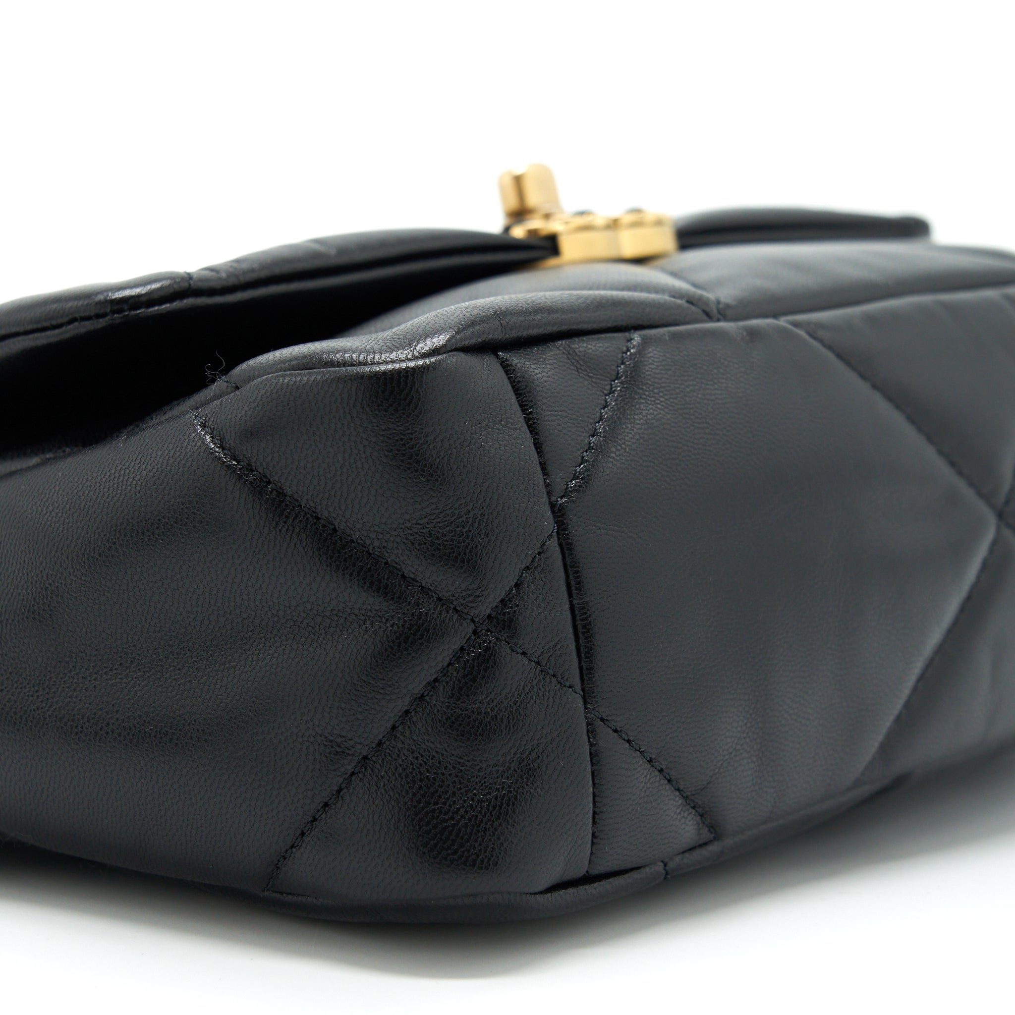 CHANEL SMALL 19 BAG GOATSKIN BLACK WITH GOLD/SLIVER HARDWARE