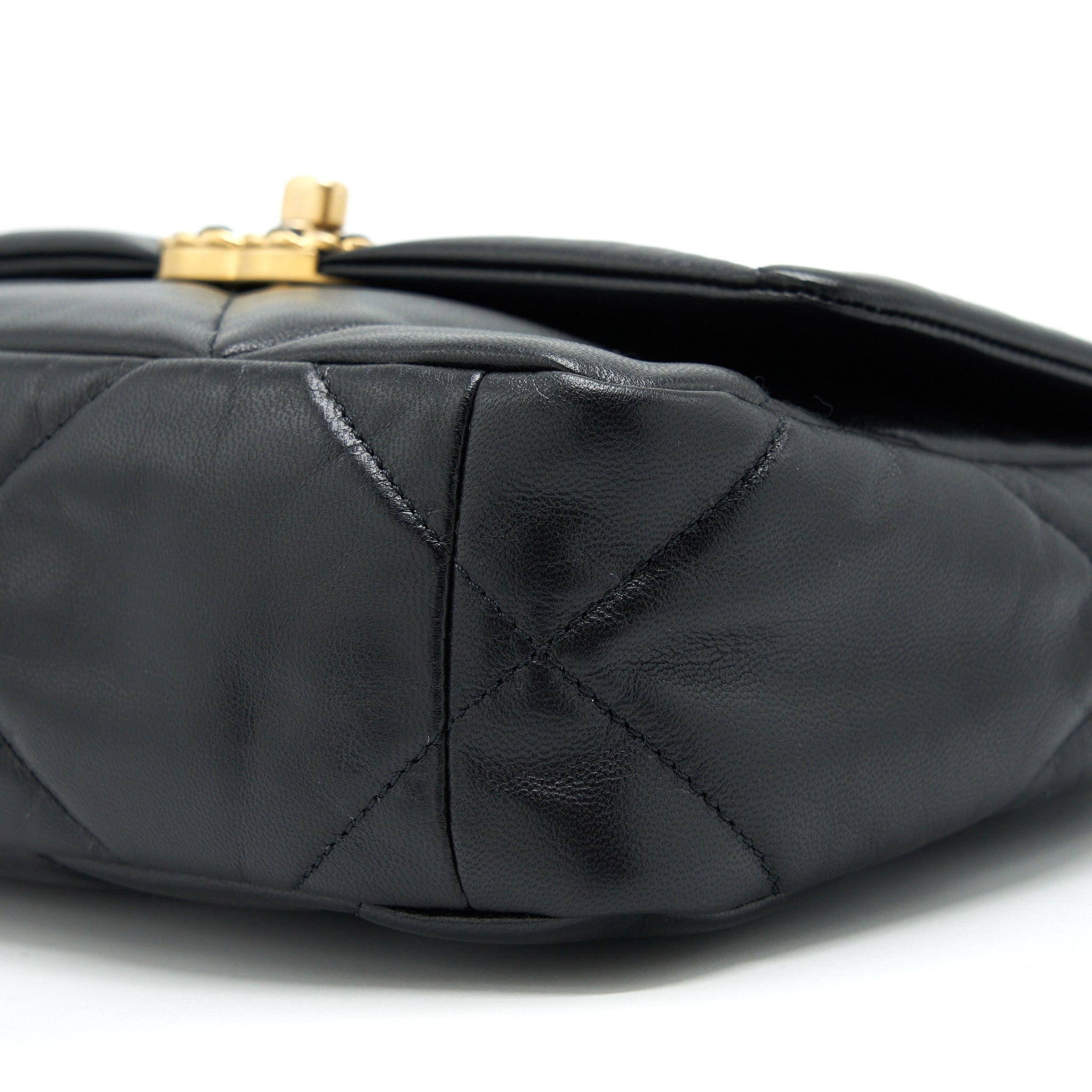CHANEL SMALL 19 BAG GOATSKIN BLACK WITH GOLD/SLIVER HARDWARE