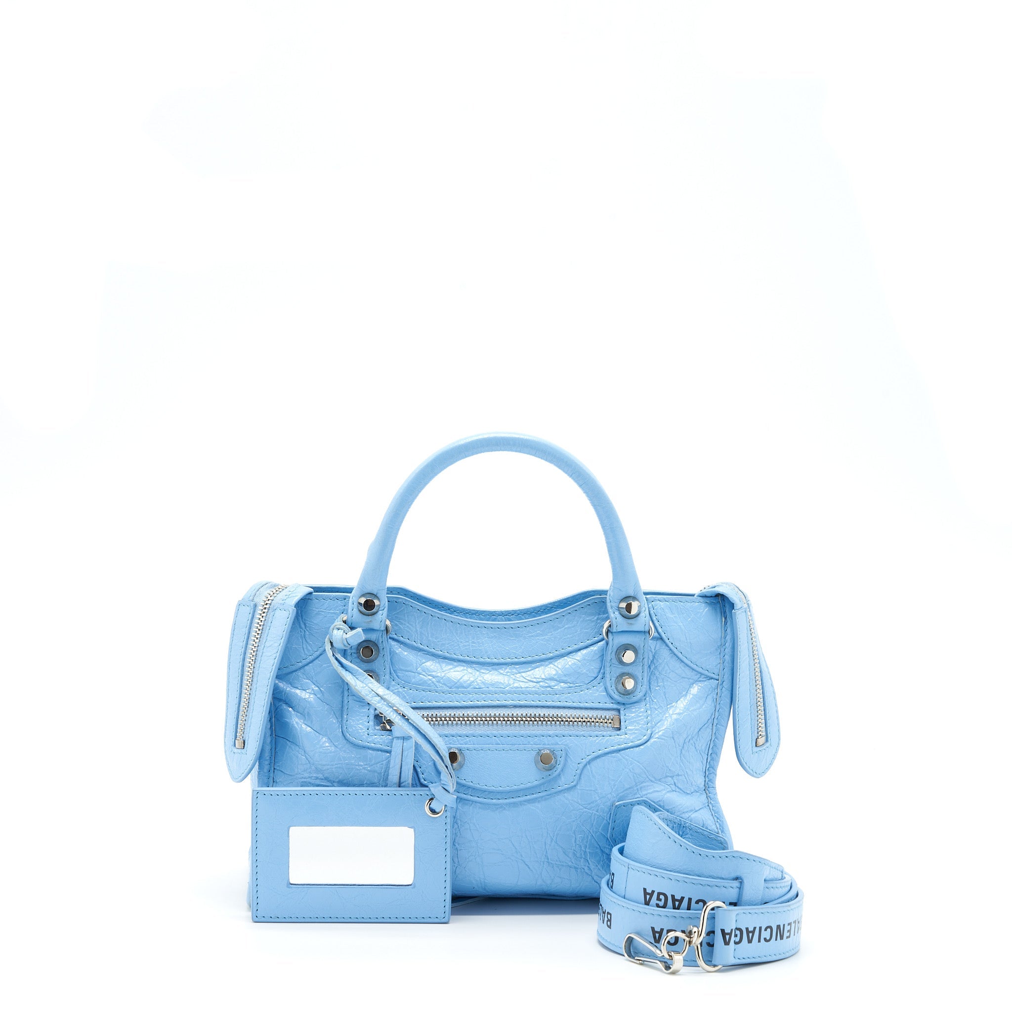 BALENCIAGA MINI CITY BAG LIGHT BLUE SHW