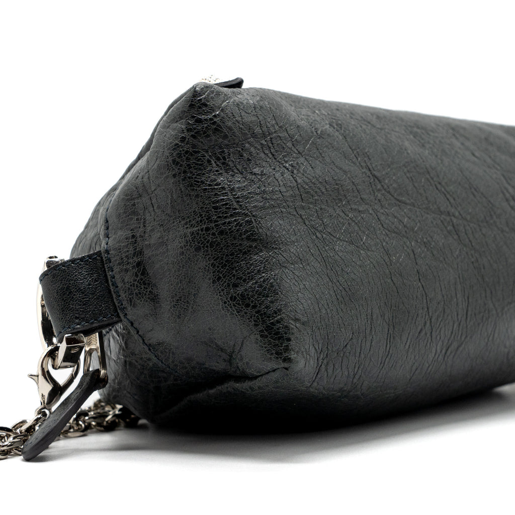BALENCIAGA MINI CITY CROSSBODY CHAIN BAG LEATHER GREY SHW