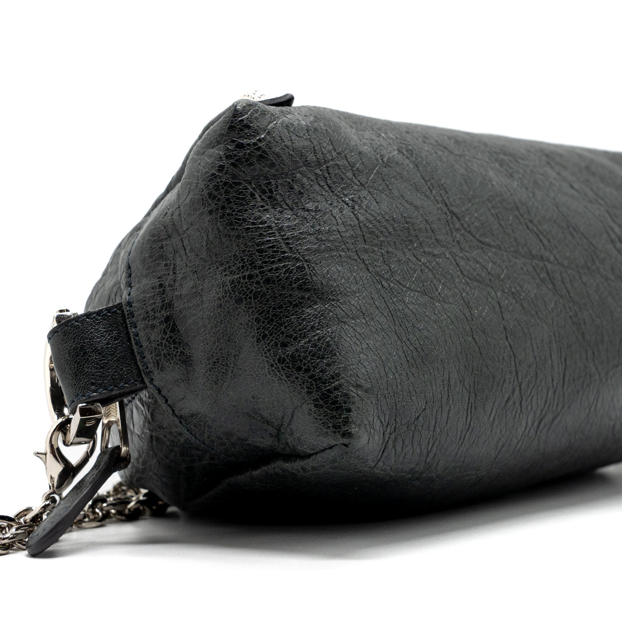 BALENCIAGA MINI CITY CROSSBODY CHAIN BAG LEATHER GREY SHW