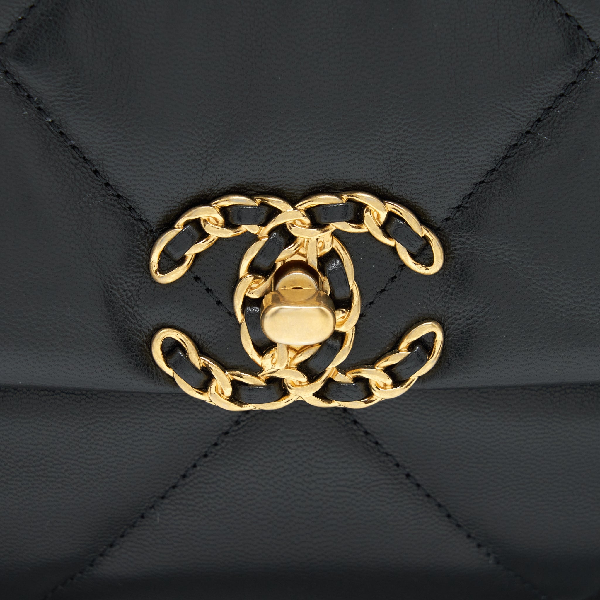 CHANEL SMALL 19 BAG GOATSKIN BLACK WITH GOLD/SLIVER HARDWARE
