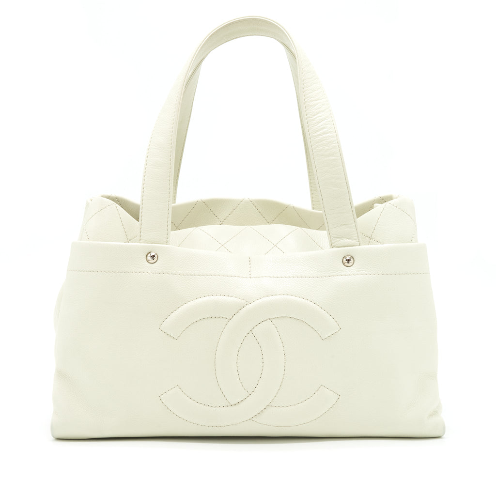CHANEL LARGE SHOPPING TOTE BAG CAVIAR IVORY SHW