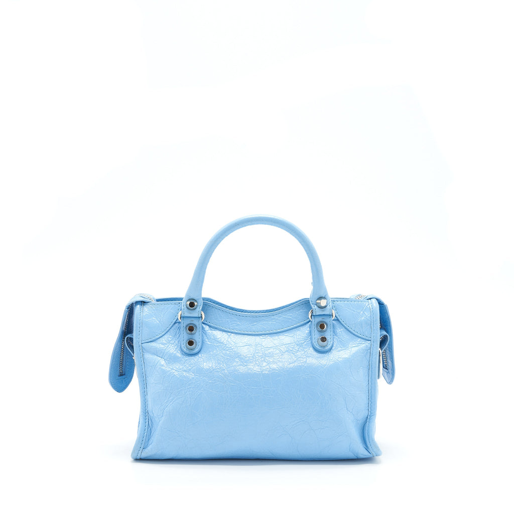 BALENCIAGA MINI CITY BAG LIGHT BLUE SHW