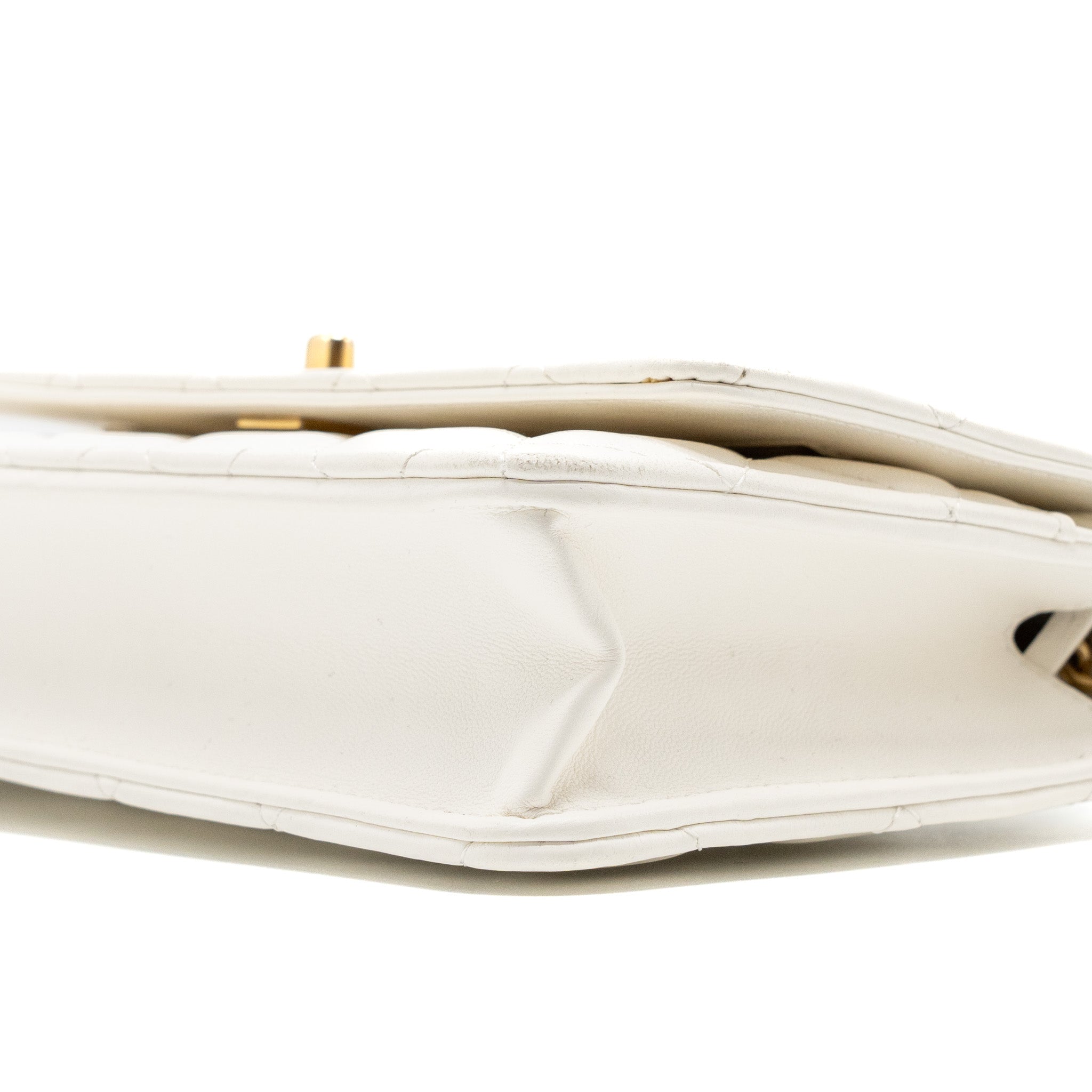 CHANEL PEARL CRUSH WALLET ON CHAIN LAMBSKIN WHITE GHW (MICROCHIP)