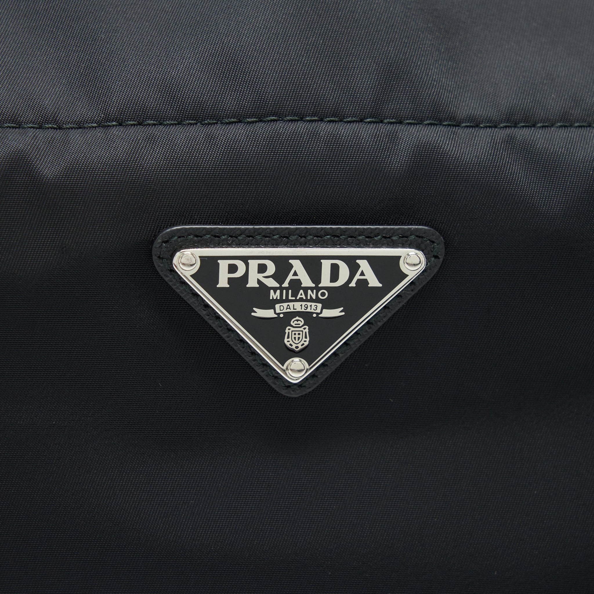 PRADA NYLON TOTE WITH LEATHER HANDLE BLACK SHW