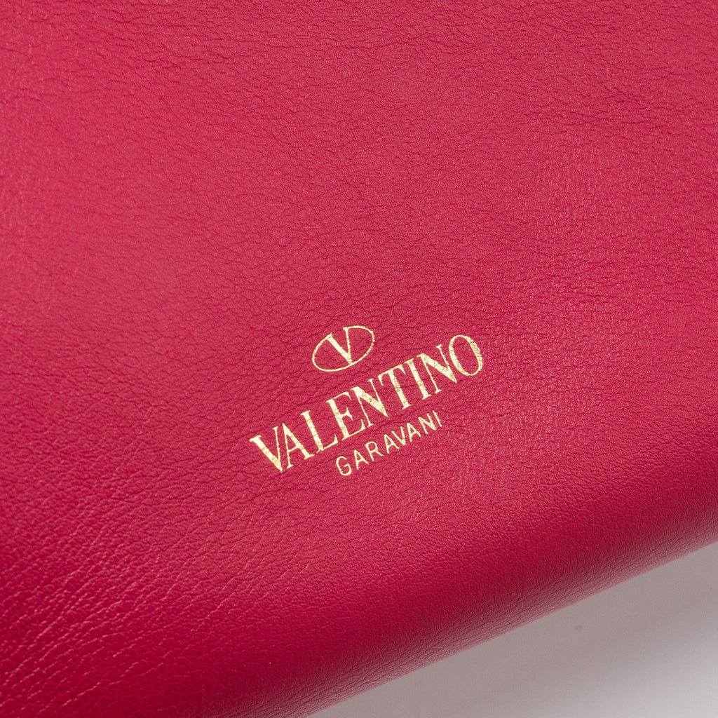 VALENTINO MEDIUM ROCKSTUD DOUBLE HANDLE TOP BAG CALFSKIN PINK LGHW