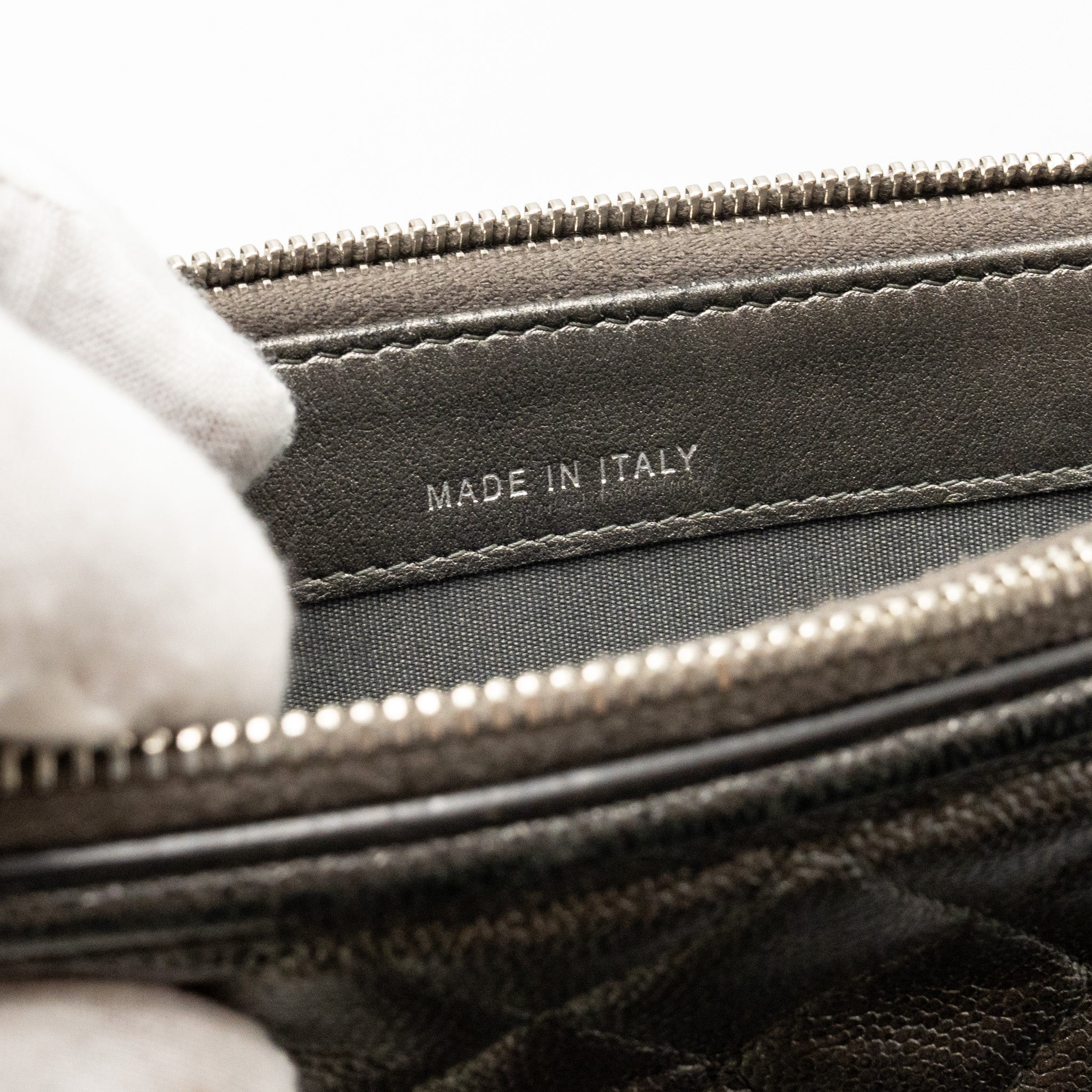 CHANEL CC FILIGREE DOUBLE ZIP CLUTCH WITH CHAIN CAVIAR GREY SHW