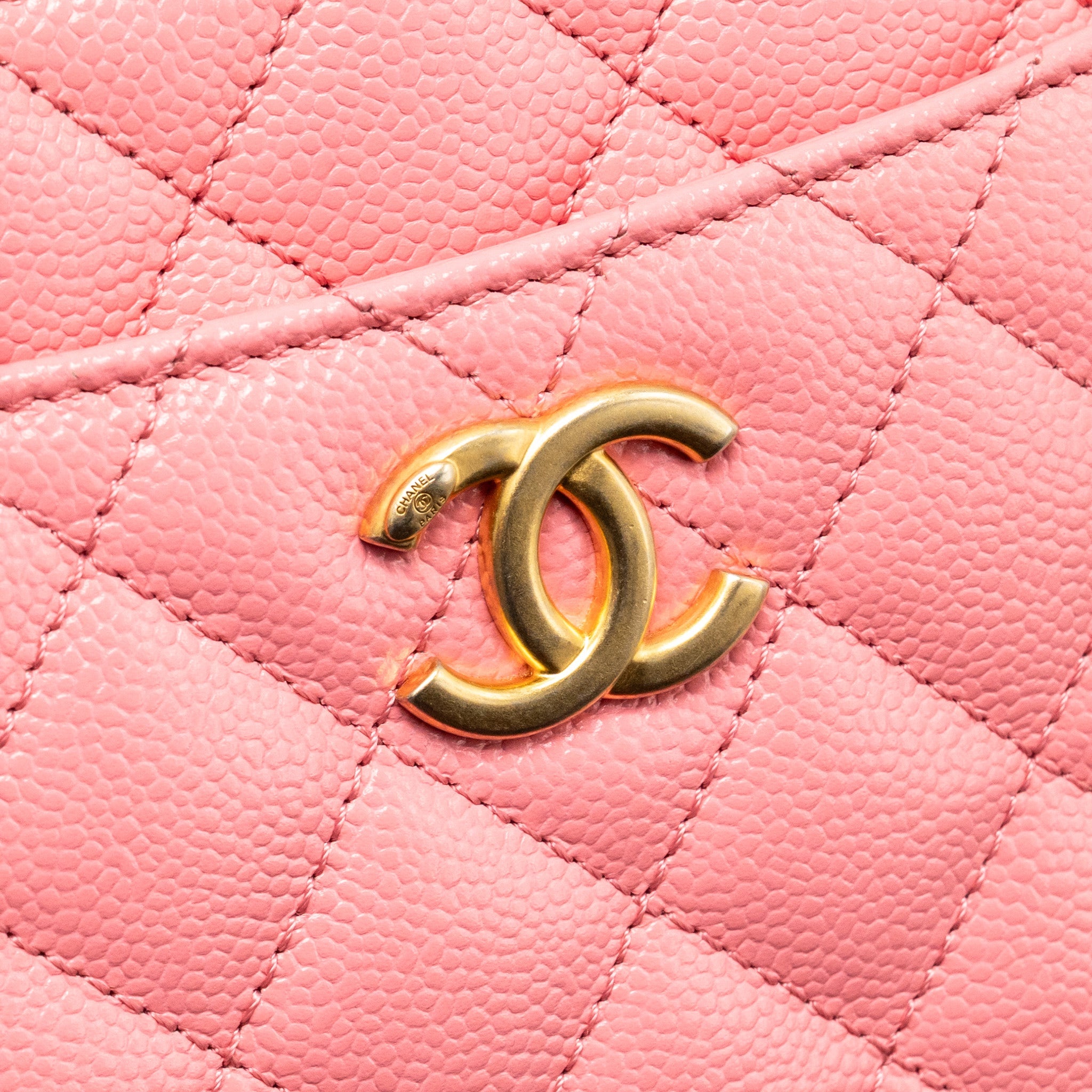 CHANEL 22S LETTER TOP HANDLE SMALL VANITY CASE CAVIAR PINK BRUSHED GHW (MICROCHIP)