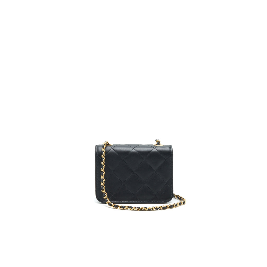 CHANEL SMALL FLAP BAG WITH CALFSKIN, PEARL , RESIN BLACK GHW