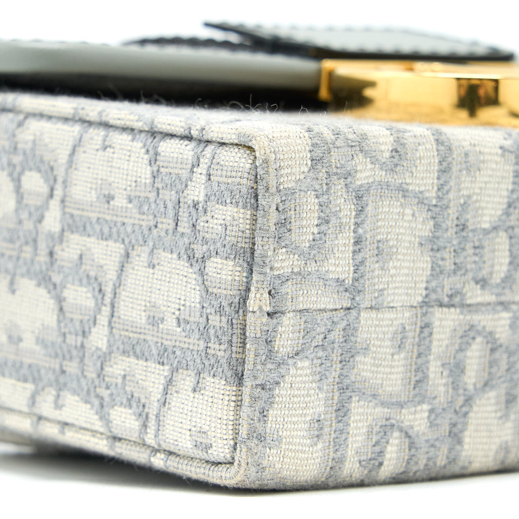 DIOR 30 MONTAIGNE MINI BOX BAG GREY OBLIQUE JACQUARD GHW