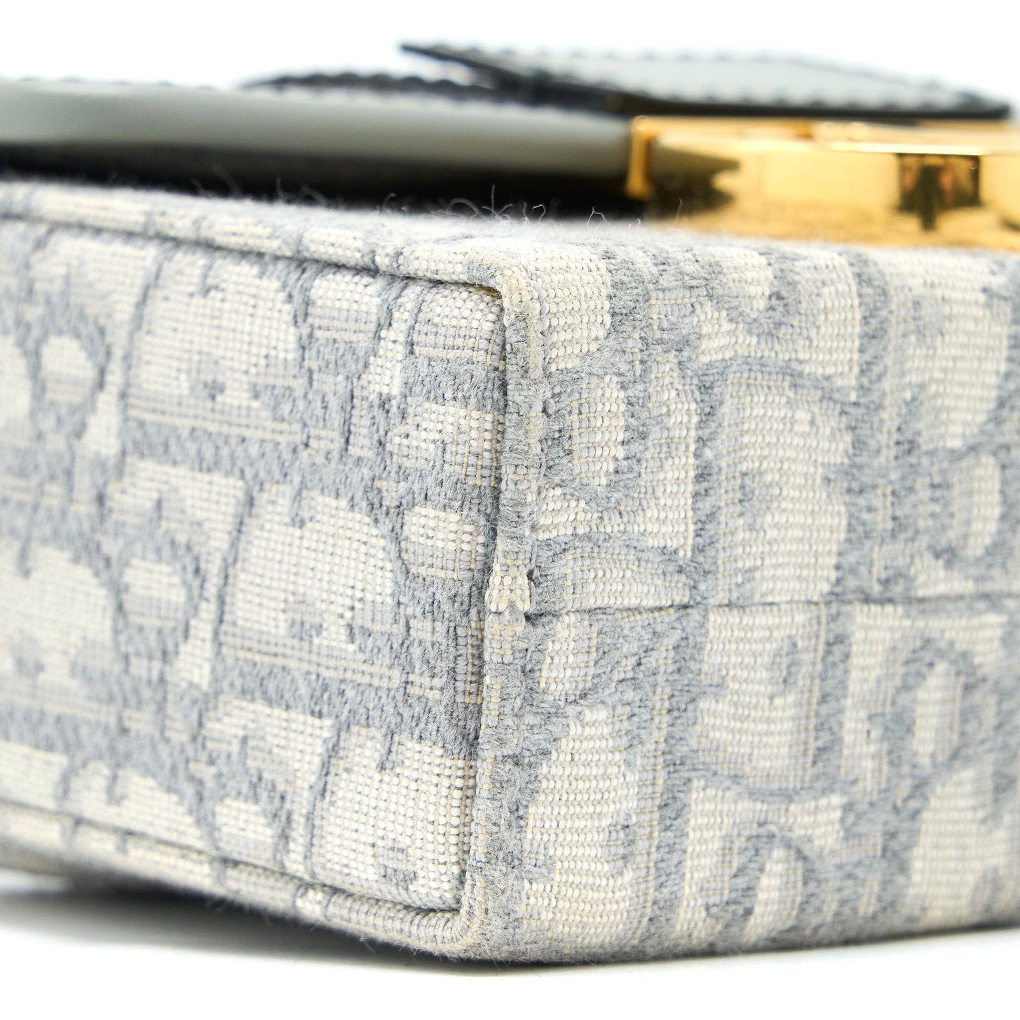 DIOR 30 MONTAIGNE MINI BOX BAG GREY OBLIQUE JACQUARD GHW