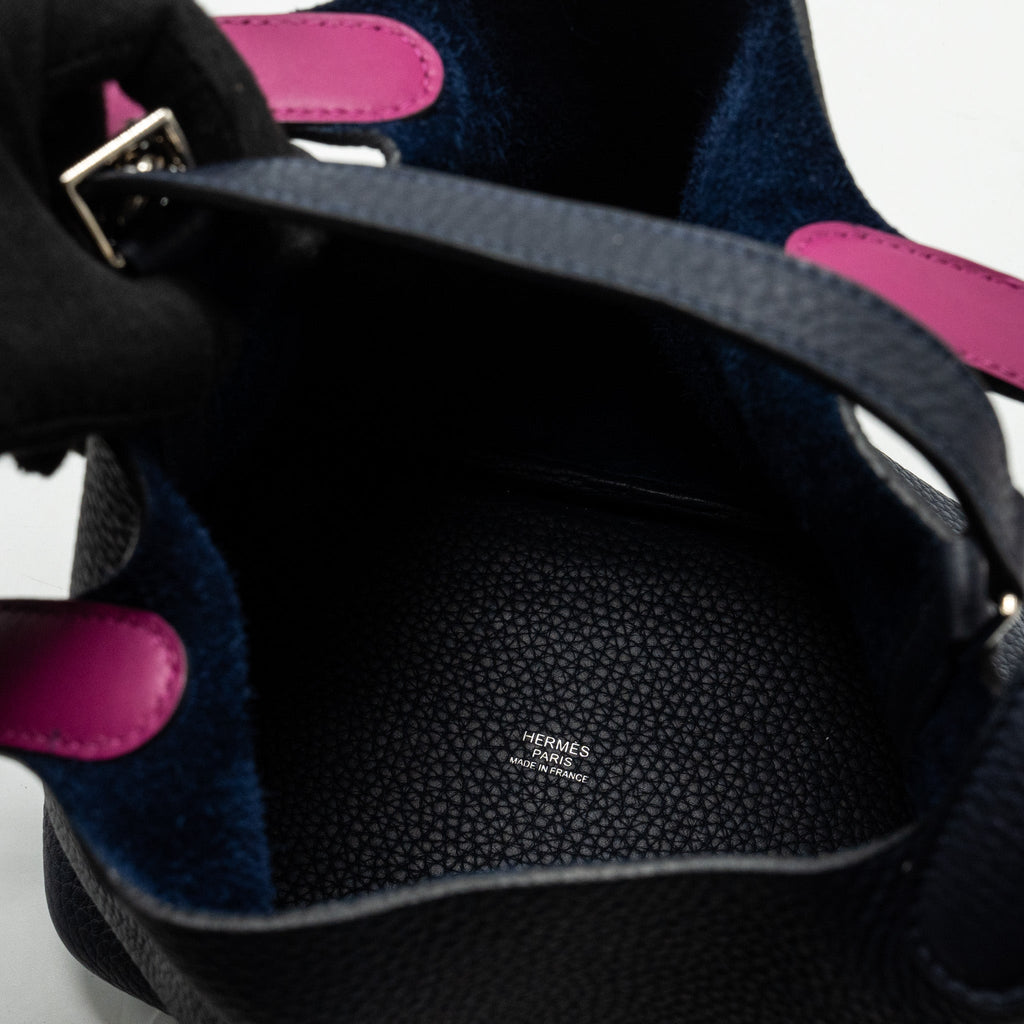 HERMES PICOTIN 18 LOCK BAG CLEMENCE BLUE NUIT / ROSE POURPRE SHW