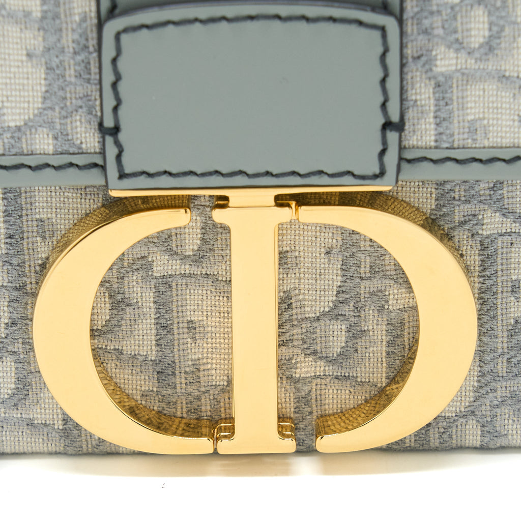 DIOR 30 MONTAIGNE MINI BOX BAG GREY OBLIQUE JACQUARD GHW