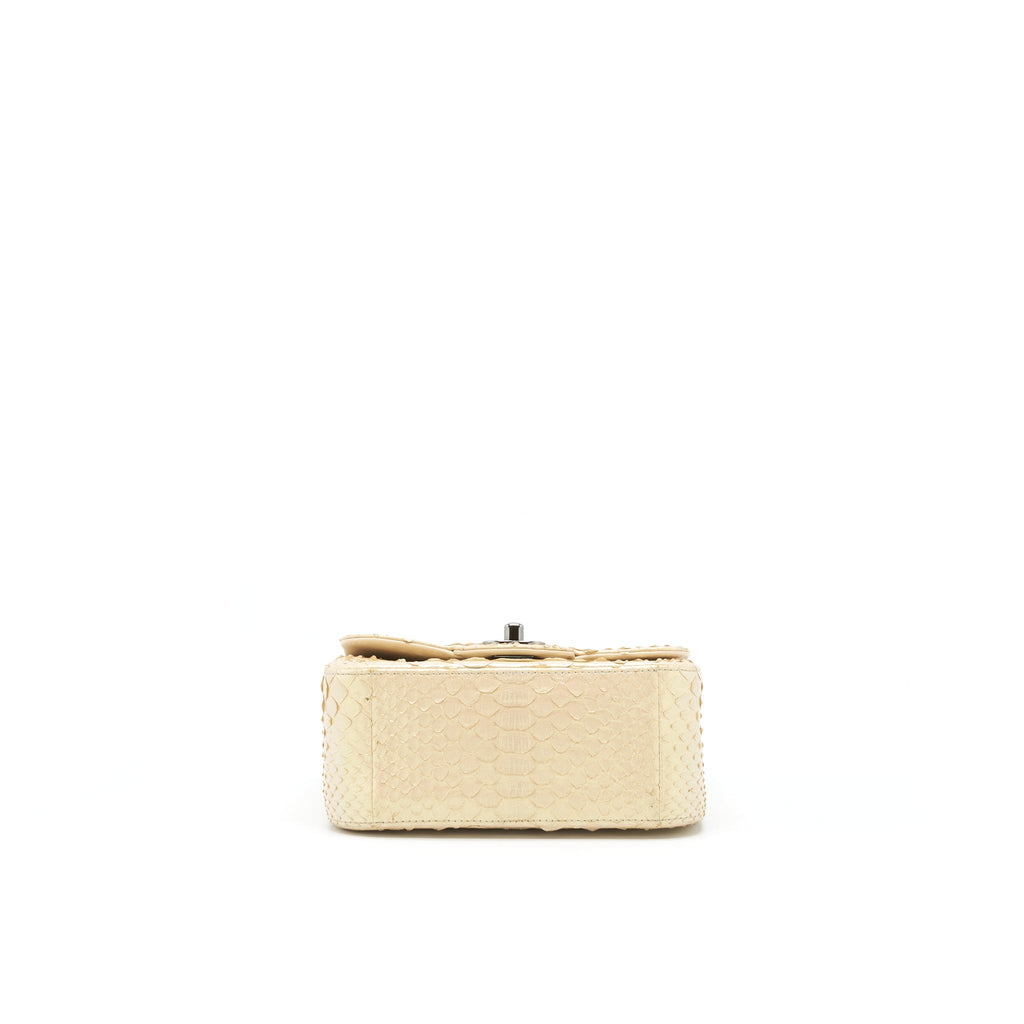 CHANEL MINI SQUARE FLAP BAG PYTHON IRIDESCENT LIGHT BEIGE SHW