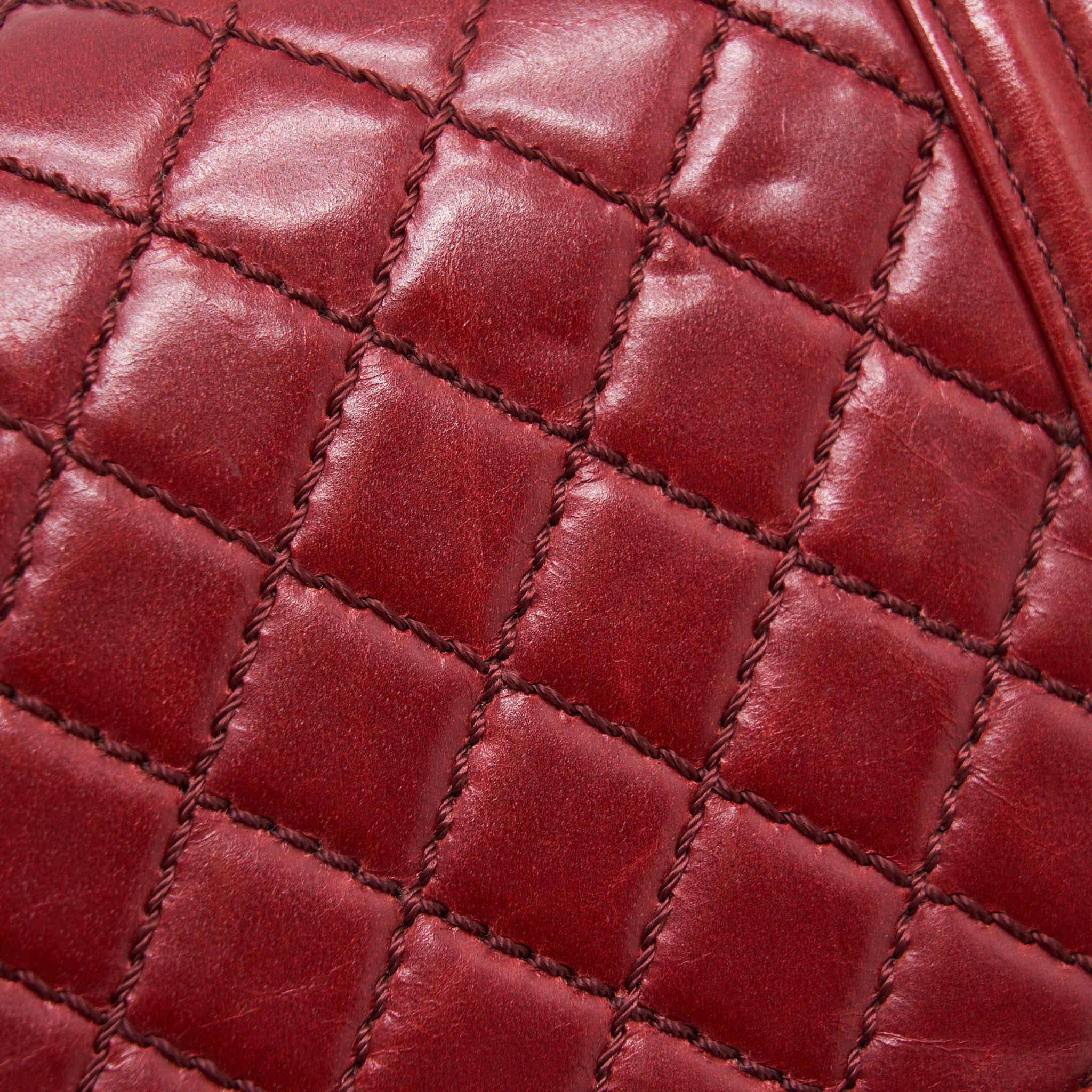 CHANEL MEDIUM BOY BAG AGED CALFSKIN RED WITH RUTHENIUM GHW