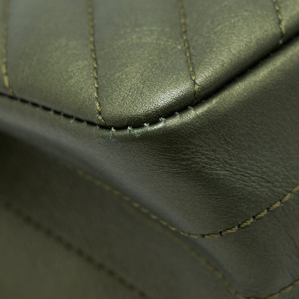 CHANEL SMALL 2.55 REISSUE FLAP BAG CALFSKIN DARK GREEN BRUSHED GOLD HARDWARE