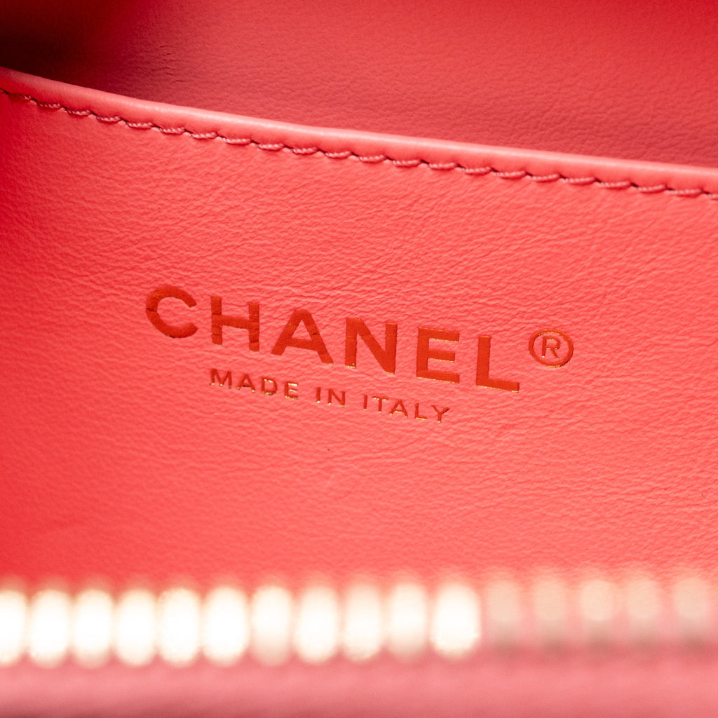 CHANEL 22S LETTER TOP HANDLE SMALL VANITY CASE CAVIAR PINK BRUSHED GHW (MICROCHIP)