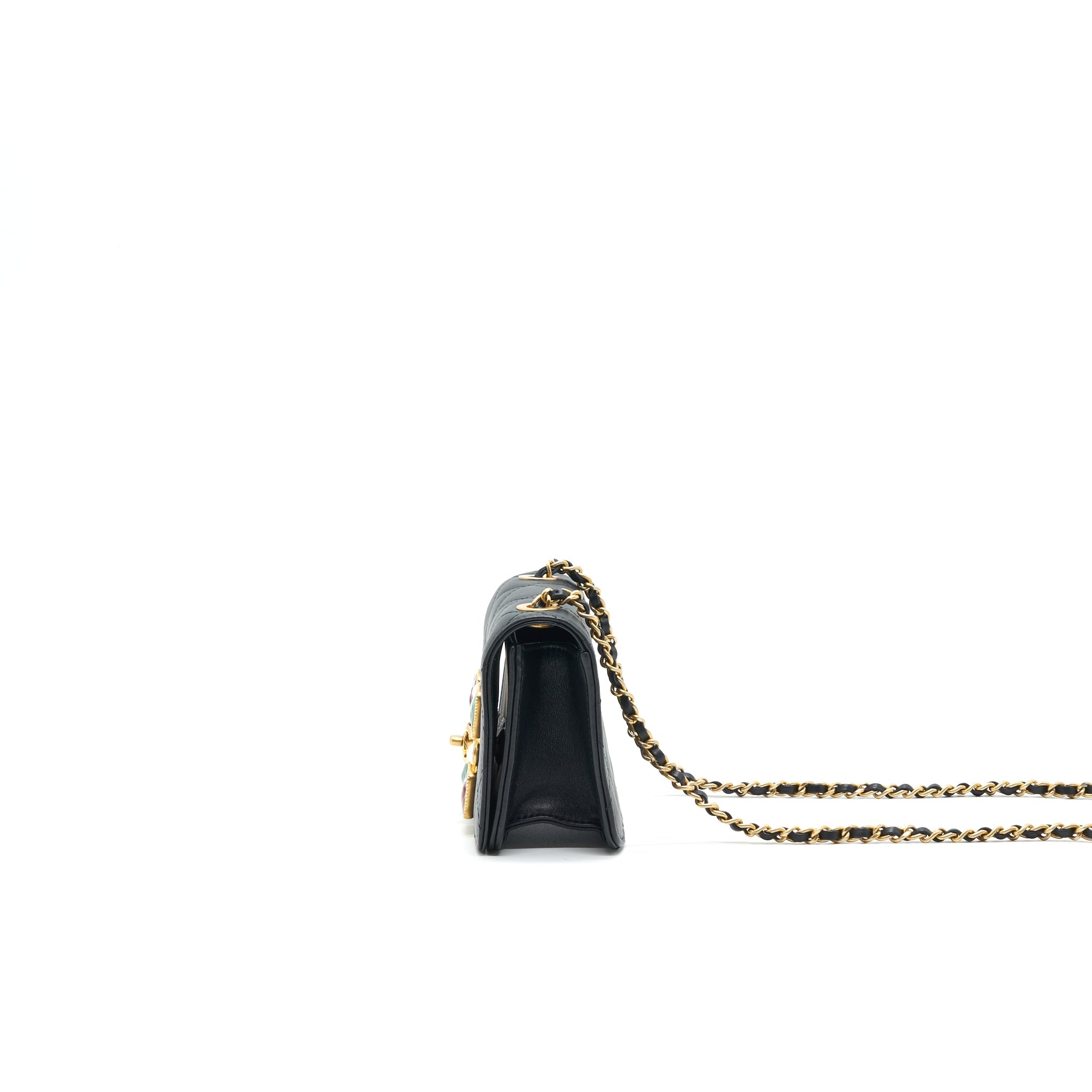 CHANEL SMALL FLAP BAG WITH CALFSKIN, PEARL , RESIN BLACK GHW