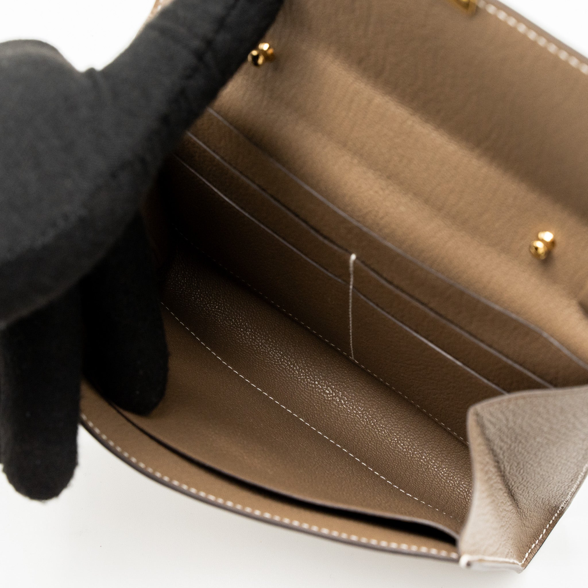 HERMES CLIC 16 WALLET CHÈVRE MYSORE ETOUPE GHW