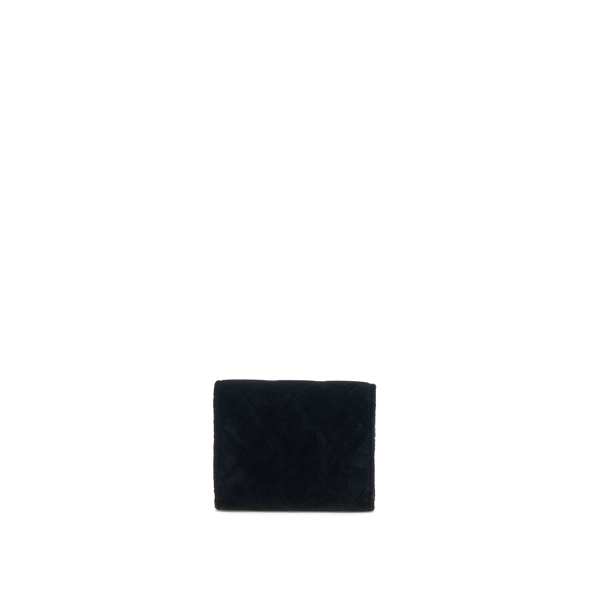 CHANEL SMALL FLAP WALLET VELVET BLACK LGHW