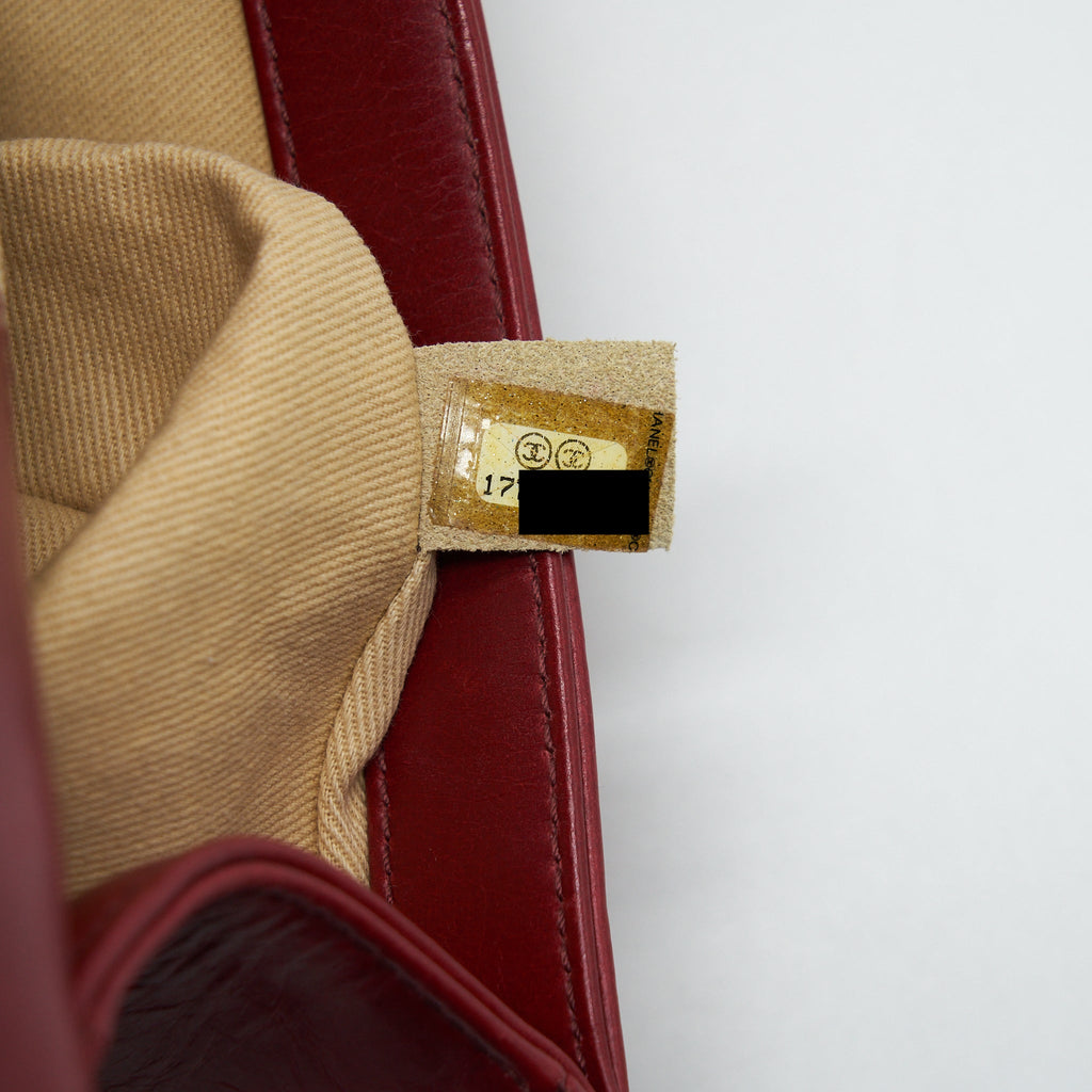 CHANEL MEDIUM BOY BAG AGED CALFSKIN RED WITH RUTHENIUM GHW