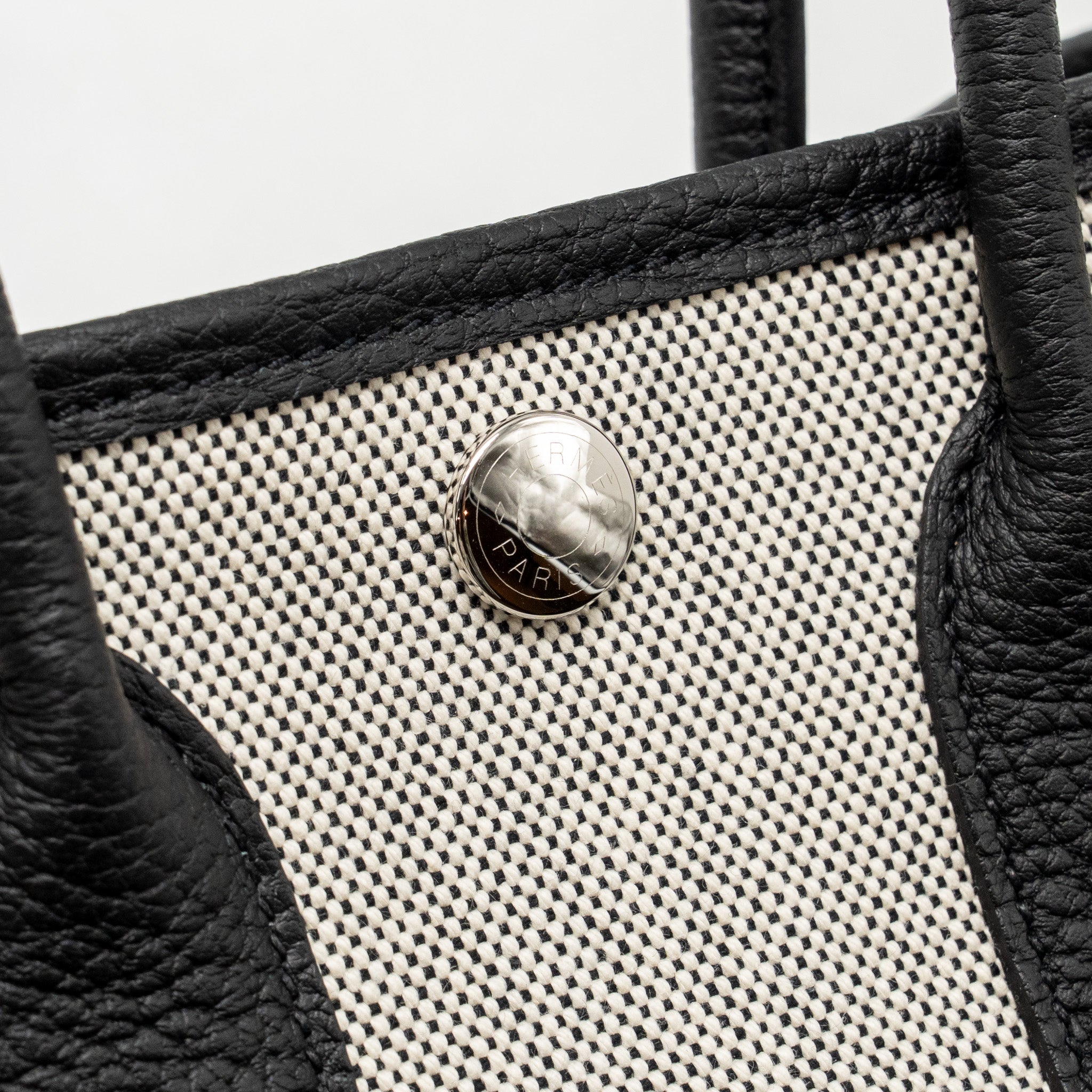 HERMES GARDEN PARTY 23 CANVAS/NEGONDA ECRU-BLACK/BLACK SHW