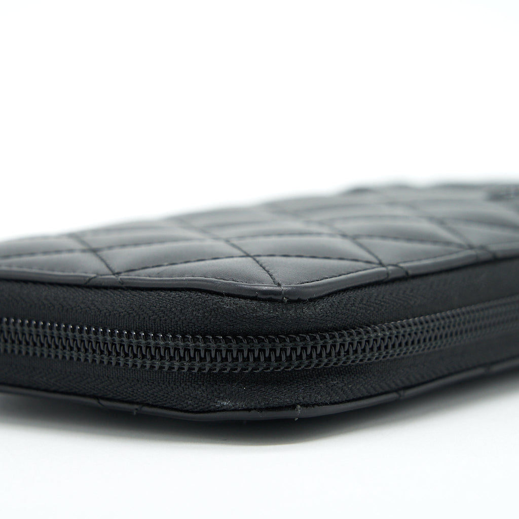 CHANEL CAMBON LONG ZIPPER WALLET CALFSKIN BLACK/PINK SHW