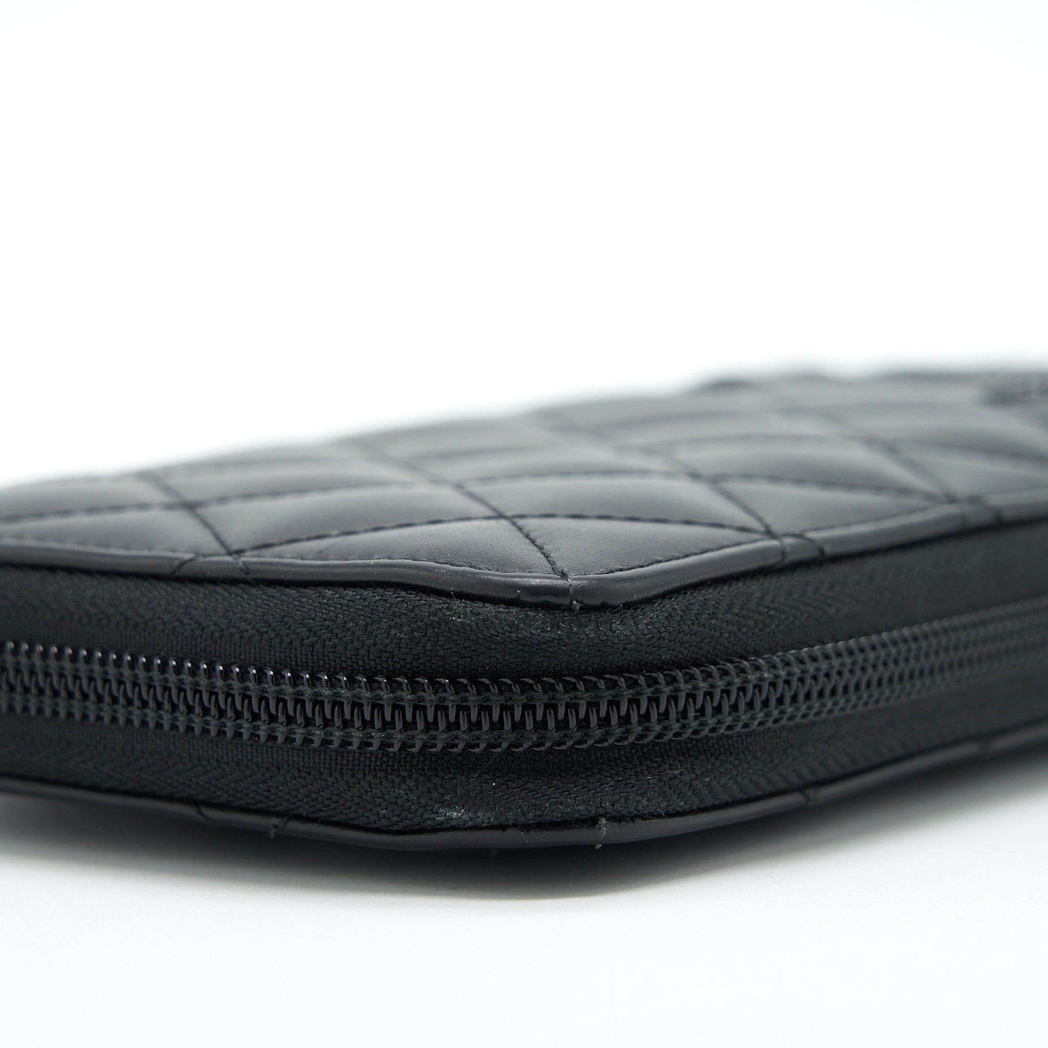 CHANEL CAMBON LONG ZIPPER WALLET CALFSKIN BLACK/PINK SHW