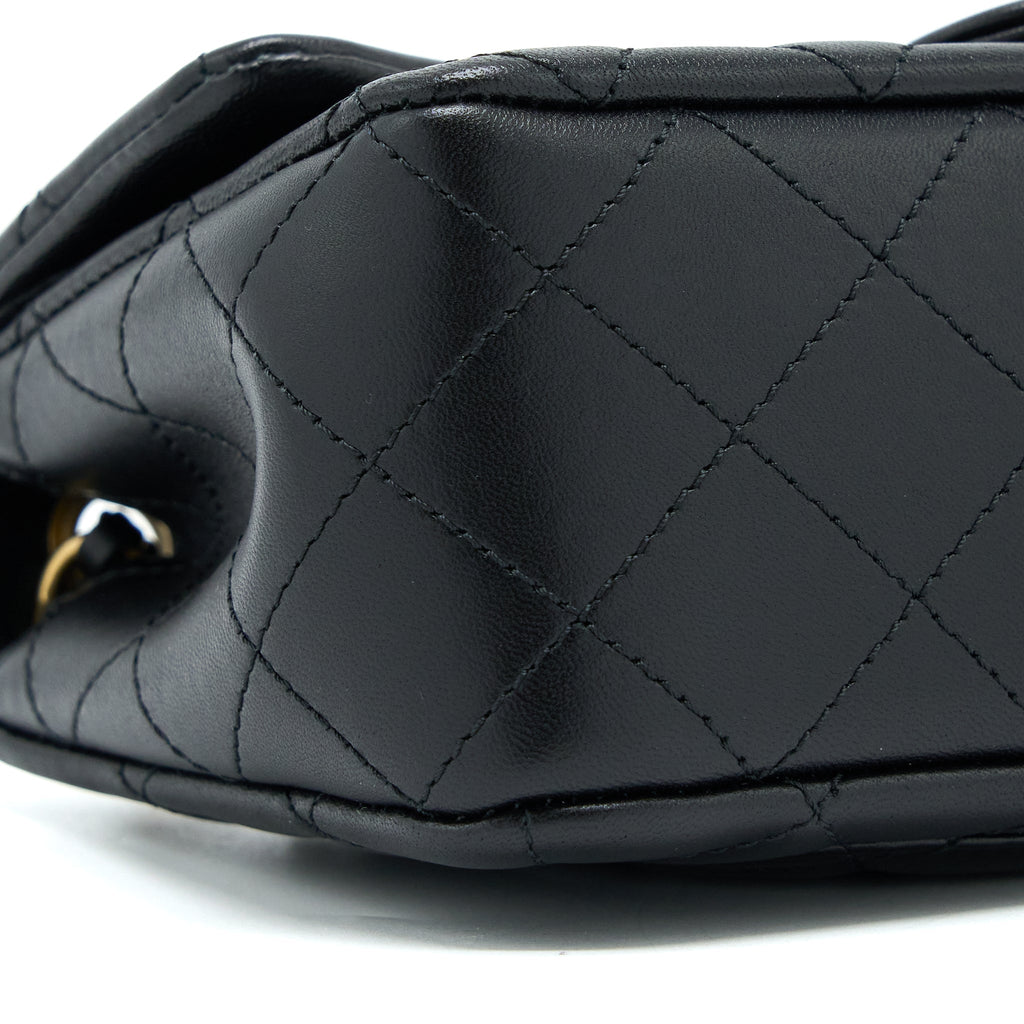 CHANEL PEARL CRUSH MINI RECTANGULAR FLAP BAG LAMBSKIN BLACK BRUSHED GHW (MICROCHIP)