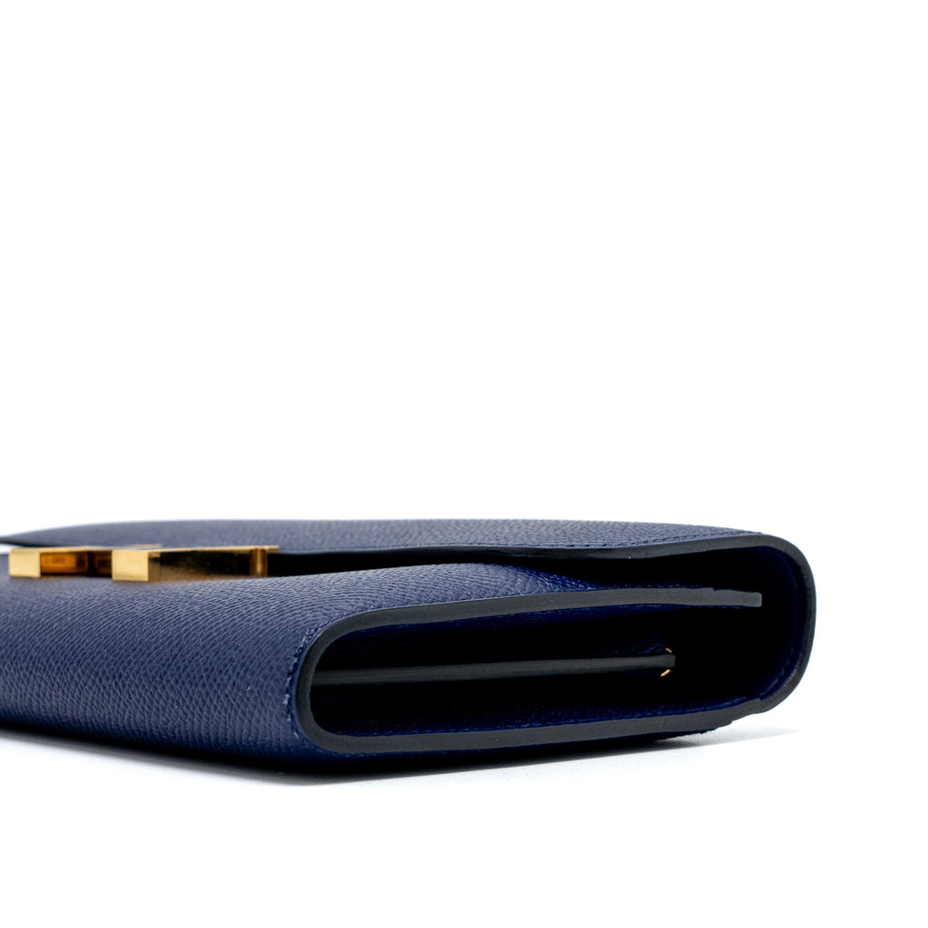 HERMES CONSTANCE LONG WALLET EPSOM BLUE GHW