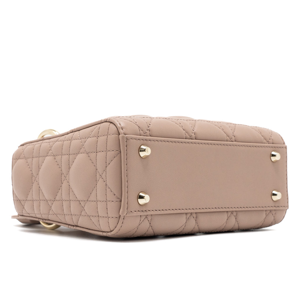 DIOR MINI LADY DIOR CANNAGE LAMBSKIN BLUSH LGHW