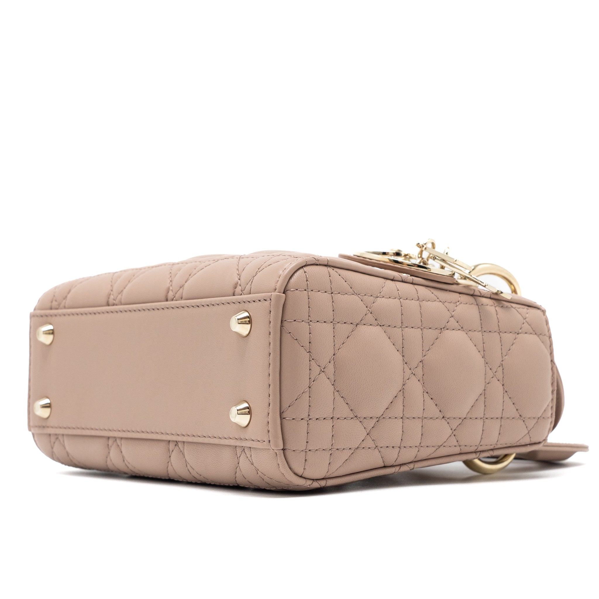 DIOR MINI LADY DIOR CANNAGE LAMBSKIN BLUSH LGHW