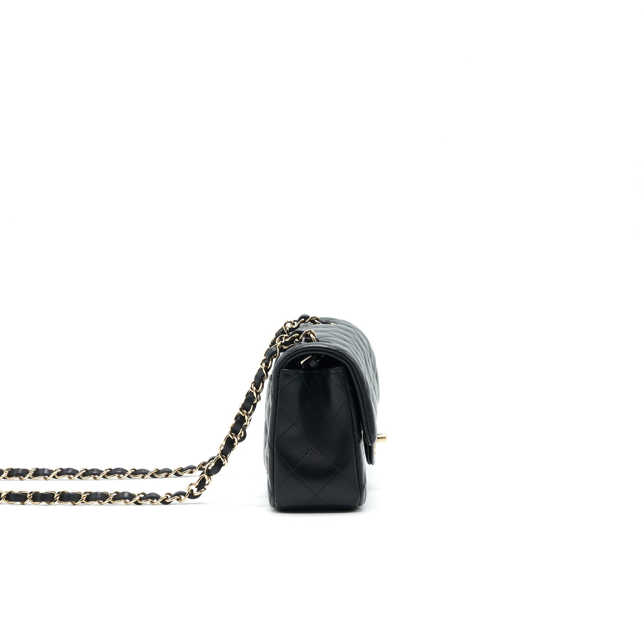 CHANEL MINI RECTANGULAR FLAP BAG BLACK LGHW LAMBSKIN