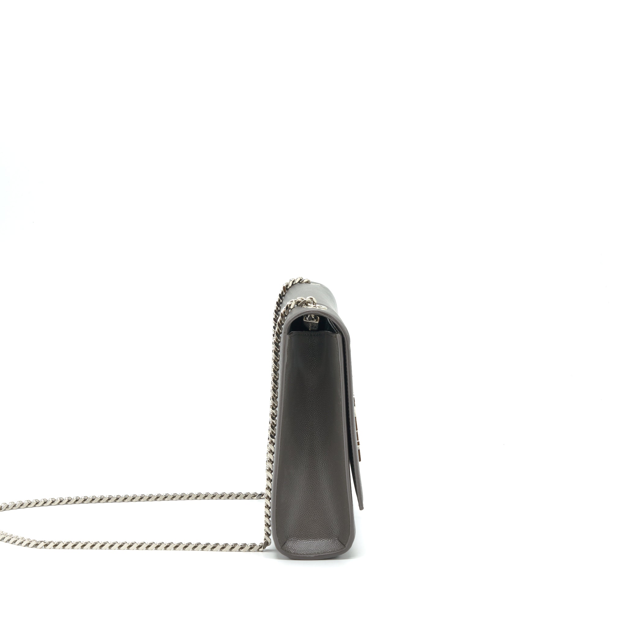 SAINT LAURENT(YSL) LARGE MONOGRAMME KATE CHAIN BAG GRAINED CALFSKIN GREY SHW
