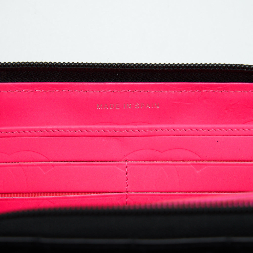 CHANEL CAMBON LONG ZIPPER WALLET CALFSKIN BLACK/PINK SHW