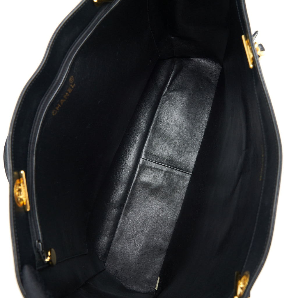 CHANEL VINTAGE CC TIMELESS SHOPPING TOTE LAMBSKIN BLACK GHW