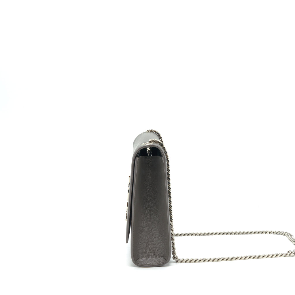 SAINT LAURENT(YSL) LARGE MONOGRAMME KATE CHAIN BAG GRAINED CALFSKIN GREY SHW