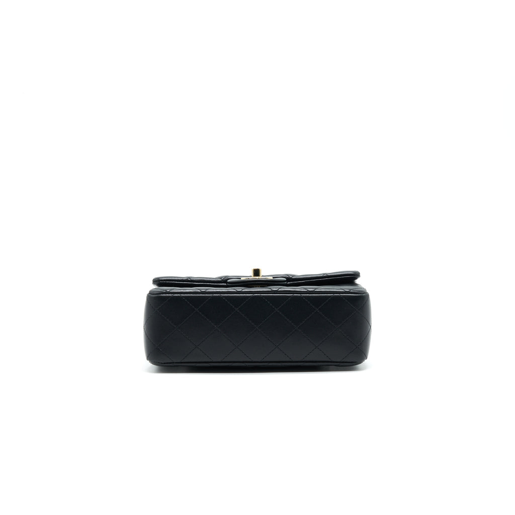 CHANEL MINI RECTANGULAR FLAP BAG BLACK LGHW LAMBSKIN