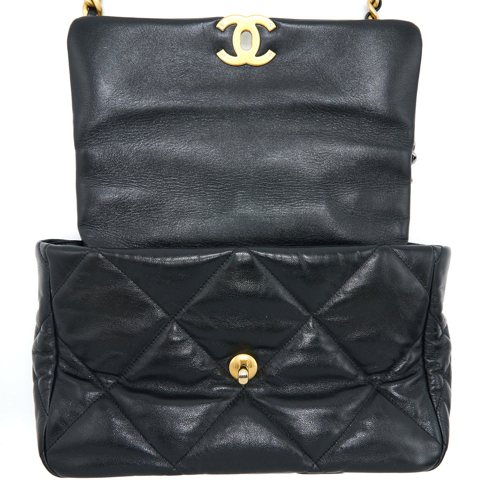 CHANEL MEDIUM 19 BAG GOATSKIN BLACK MULTICOLOUR HARDWARE