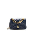 CHANEL QUILTED FLAP BAG NAVY WITH BRUSHED GHW