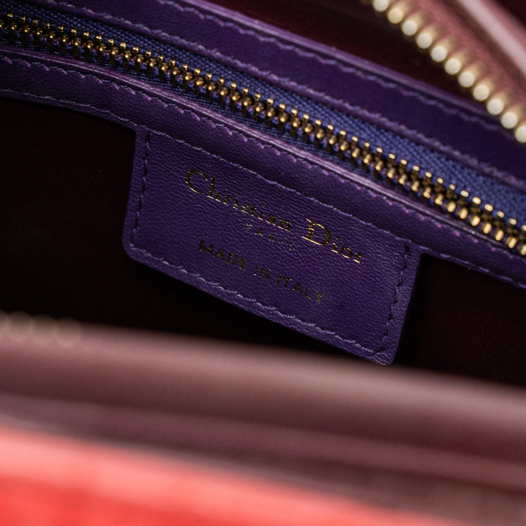 DIOR MEDIUM LADY DIOR BAG LAMBSKIN RED/MULTICOLOUR LGHW