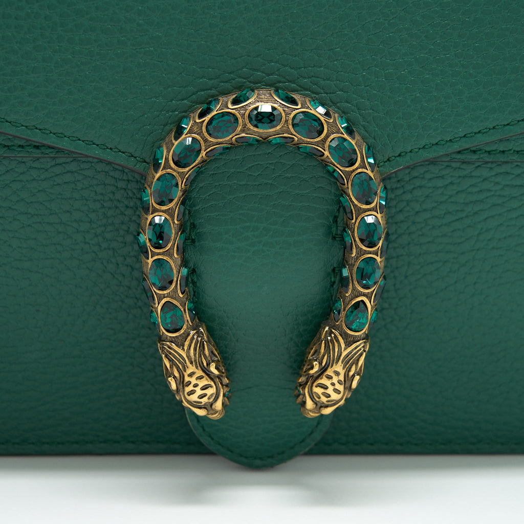 GUCCI DIONYSUS SMALL SHOULDER BAG GREEN WITH MULTICOLOUR HARDWARE