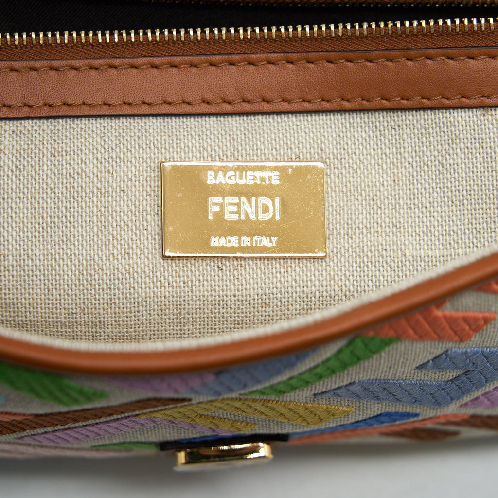 FENDI BAGUETTE BAG IN FF MOTIF CANVAS MULTICOLOUR