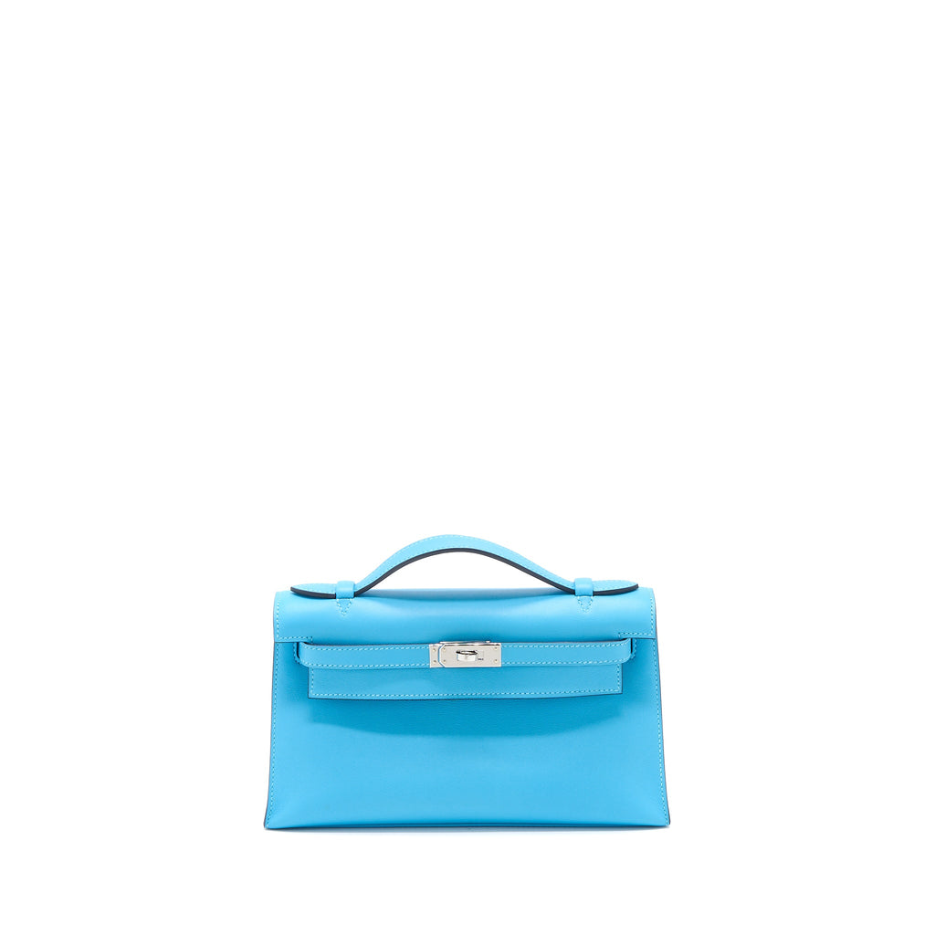 HERMES KELLY POCHETTE SWIFT P3 BLUE DE NORD SHW